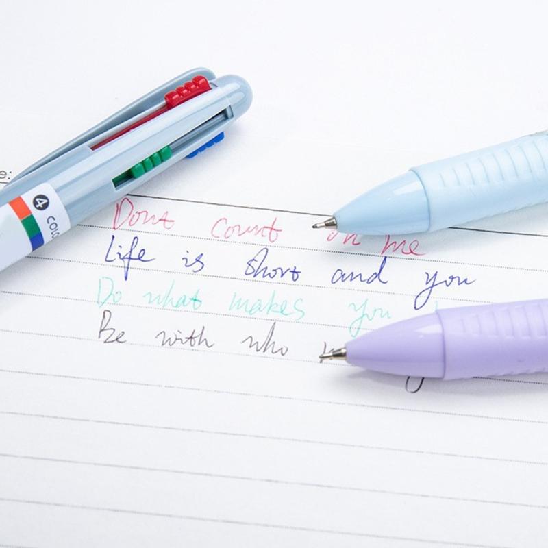 6 Pcs 4 Colors Shuttle Pen Retractable Ballpoint Pen 4 in 1 Multicolor Pen Office School Supplies for Smooth Writing