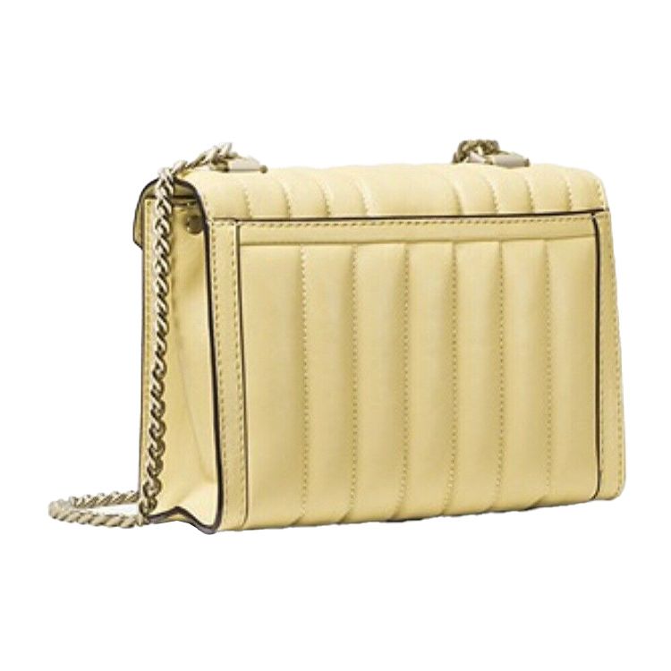 Michael Kors MK Whitney Quilted Flap Chain Minimalist Commuter Leather Shoulder Bag Women Bags Light-Yellow 30F8TXIL1T-BUTTERCUP