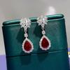 Huitan Birne Roter Zirkonia Hängende Ohrringe für Damen Wunderschöne Ohr-Accessoires Hochzeitsfeier Ästhetische Ohrringe Neuer SchmuckGutes Produkt