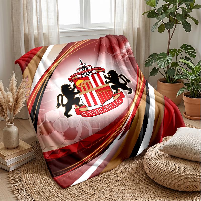 Sunderland Football Print Flannel Blanket, Soft Warm Lightweight Throw Blanket for Sofa Bed Camping