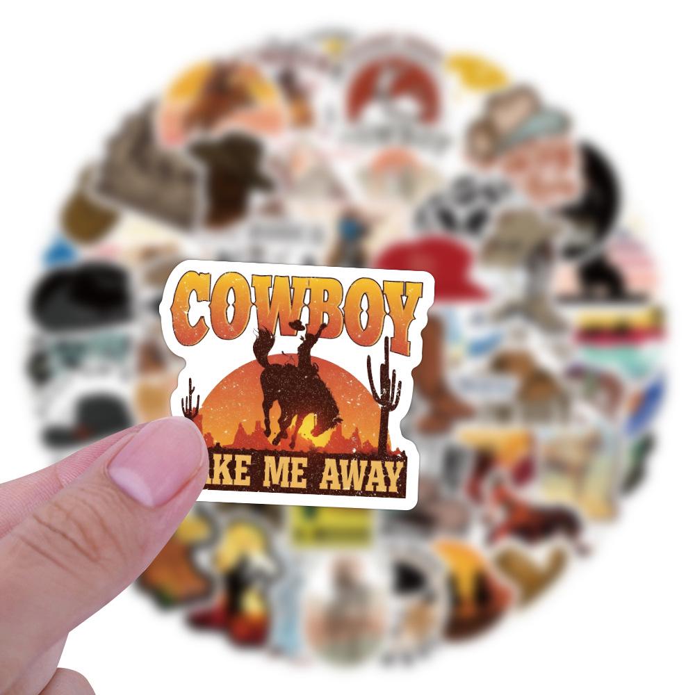 60 Cowboy Cartoon Stickers: Western-themed, waterproof decals for journals, water bottles, and laptops.