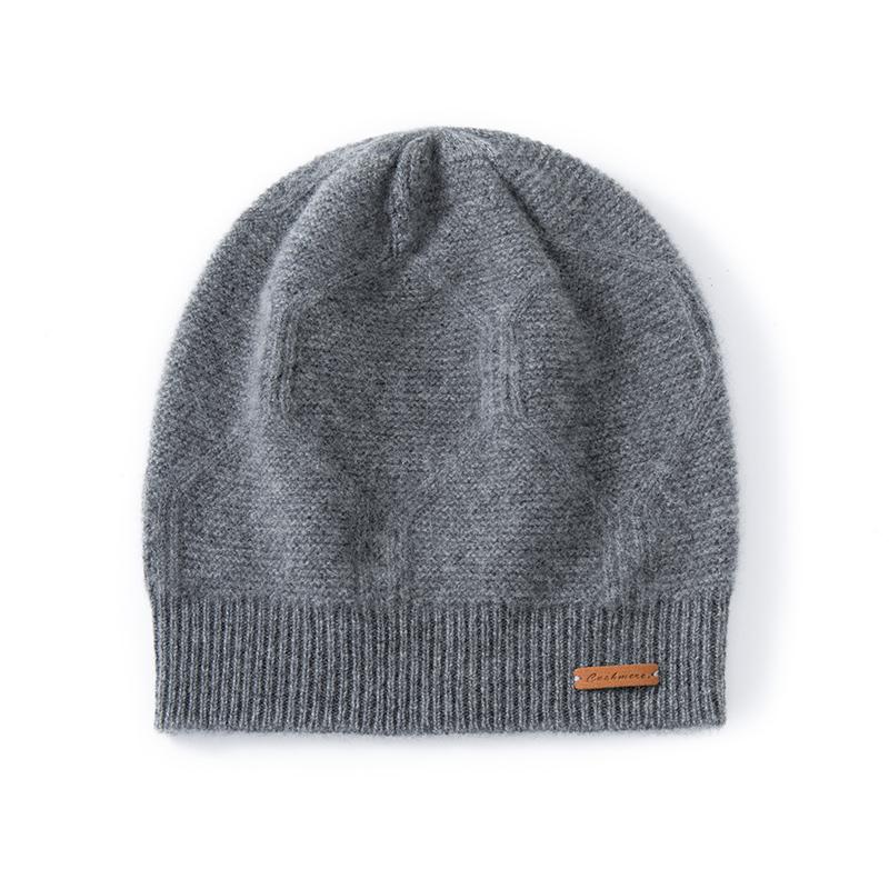 Women's 100% Cashmere Knit Slouchy Beanie Hat Textured Pattern Warm Soft Cozy Winter Casual Cap Cold Weather Headwear Accessory