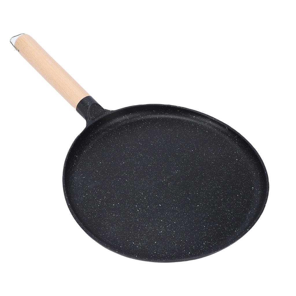 Pancake Griddle Anti Stick Coated Aluminum Alloy Flat Skillet with Wood Handle for Tortilla Roti Indian Pancake