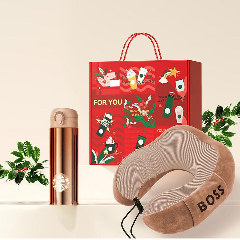 

Starbucks Lucky Gold Insulated Bottle & Neck Pillow Gift Set