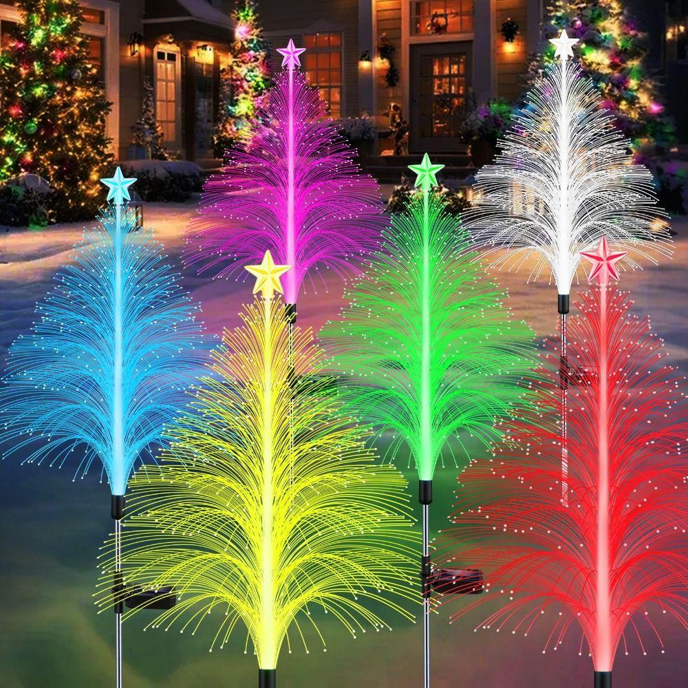 5-Layer Fiber Optic Reed Lamps Color Changing Solar Powered Lights  Christmas Tree