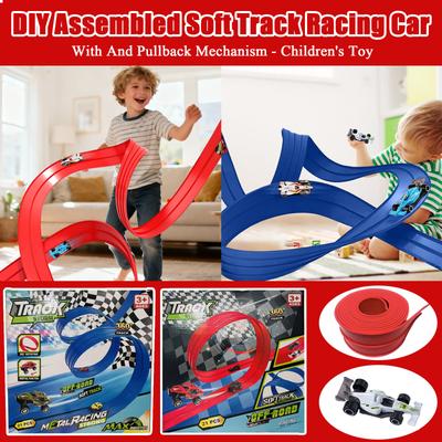 DIY Assembled Soft Track Racing Car With And Pullback Mechanism - Children's Toy