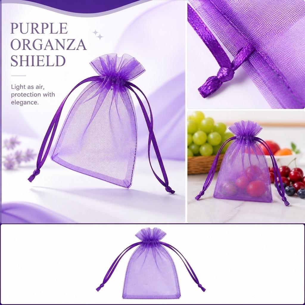 Organza Drawstring Mesh Bags for Fruit Protection Reusable Fine Mesh Net Bags with Drawstring Closure Suitable for Insect Prevention and Storage