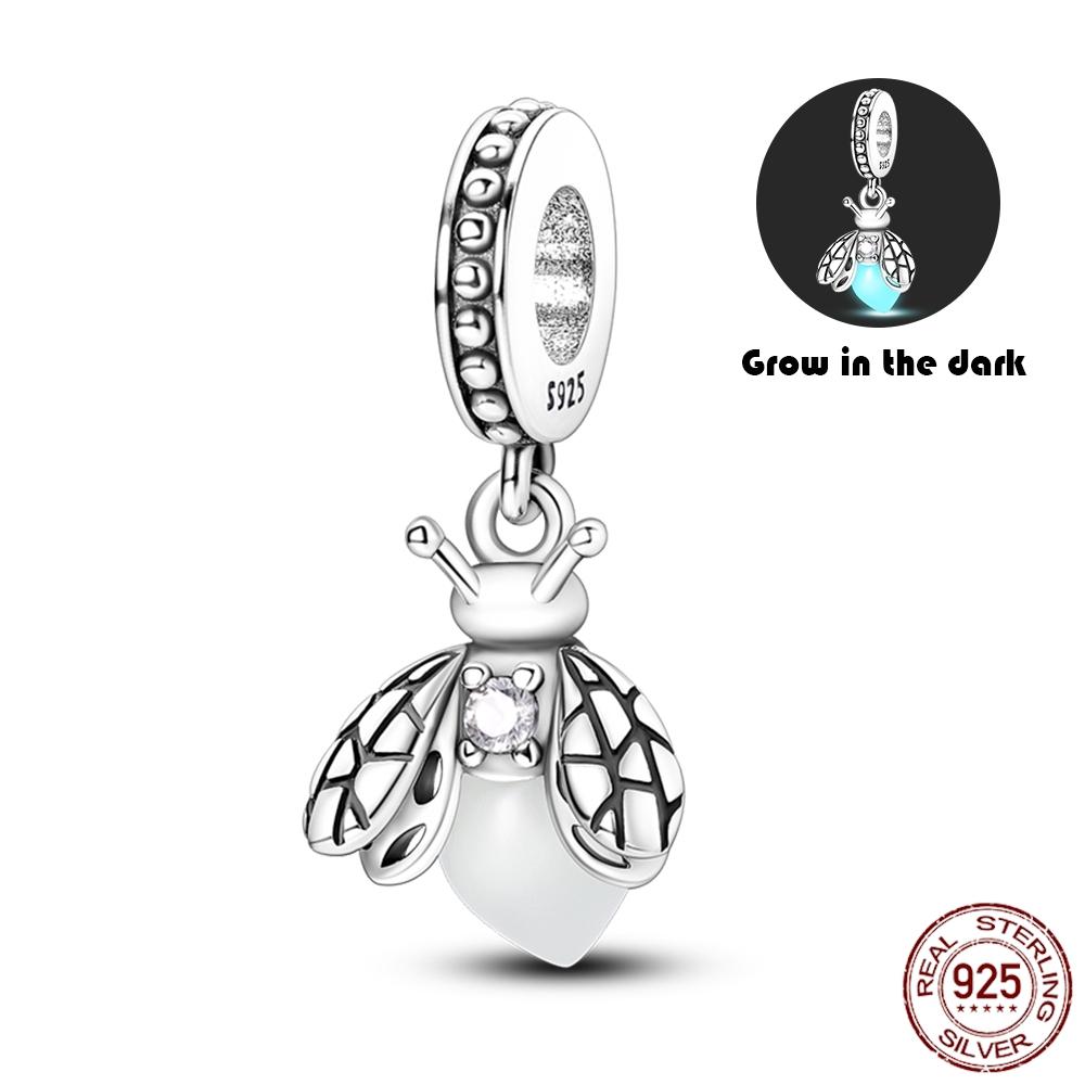 925 Silver Glow in the dark Firefly Honeybee Star Charms Beads Fit 925 Original Bracelets Fine DIY Jewelry Gift Women