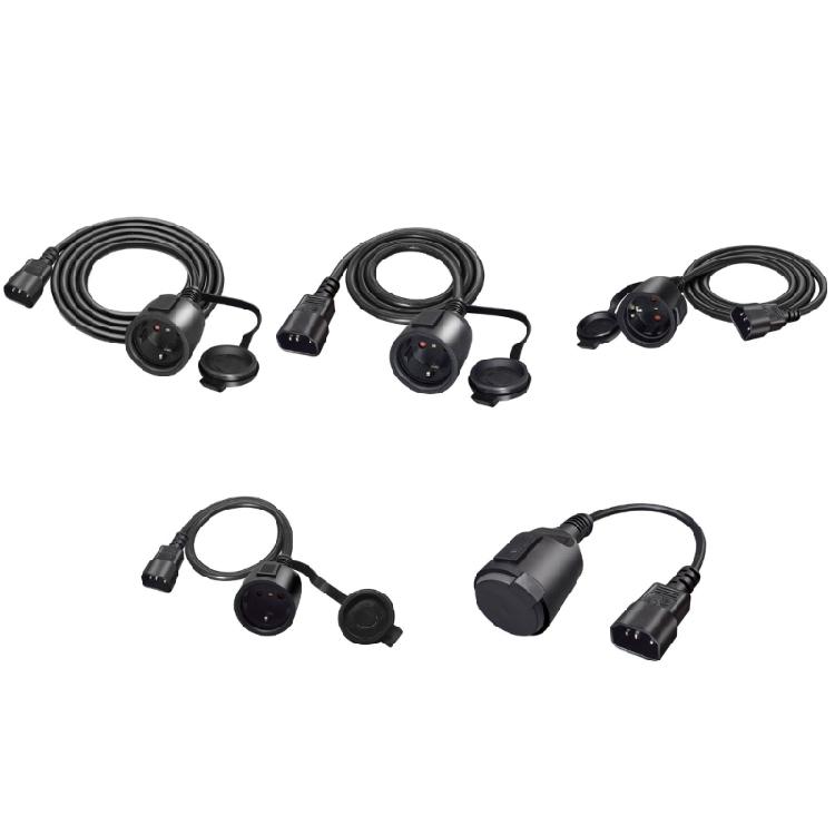 Black IEC320-C14 to EU4.8mm Adapter Cable Cord with Dustproof Cover Protectors