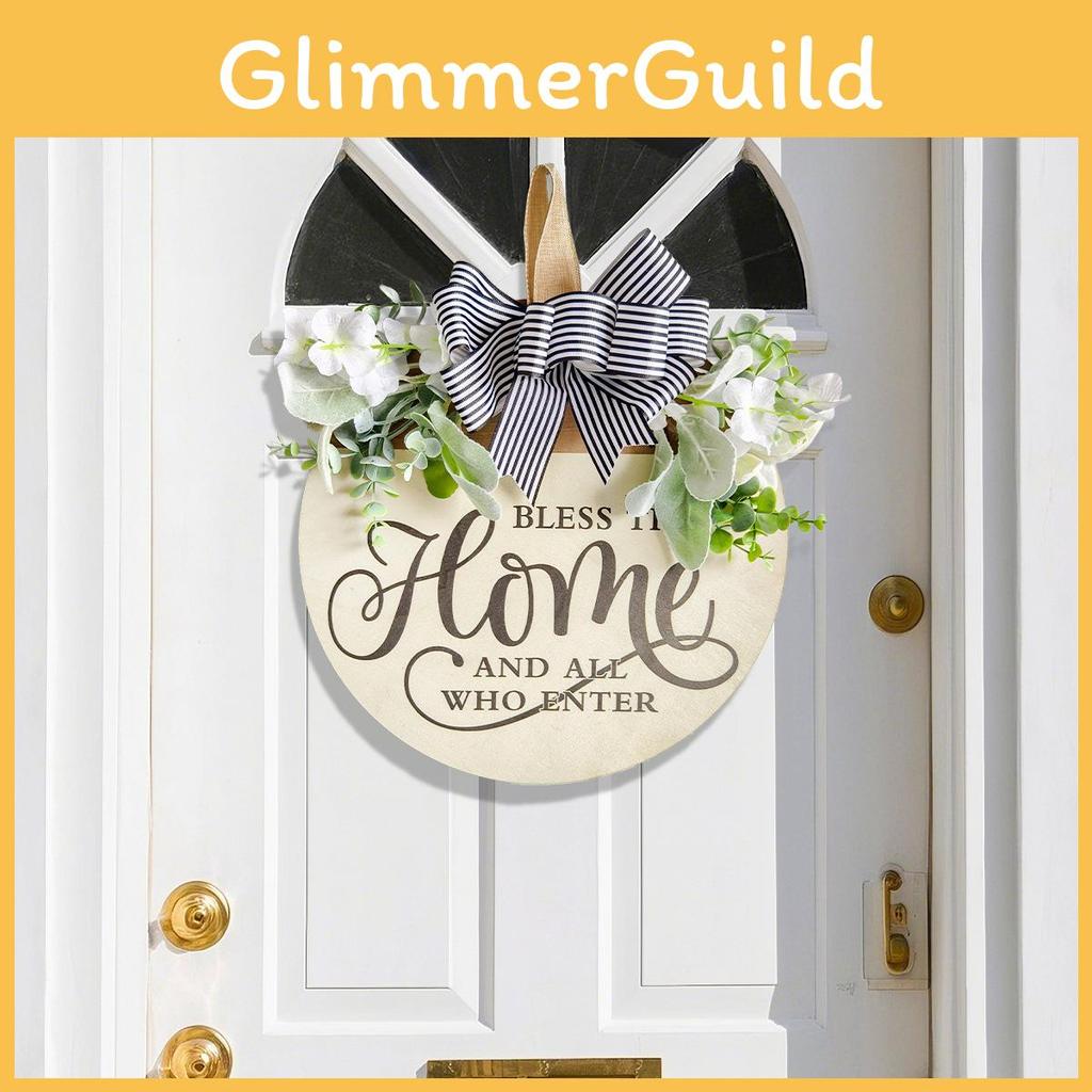 Sign Welcome Farm Outdoor Yard Decor With Artificial Flowers And Butterfly Bow