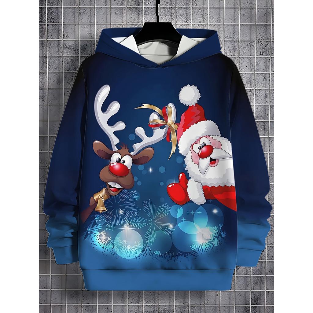 Christmas Santa Claus 3D Printed Hoodies Girl Boy Casual Fashion Oversized Sweatshirts Hoodie Pullovers Tracksuit Kids Clothing