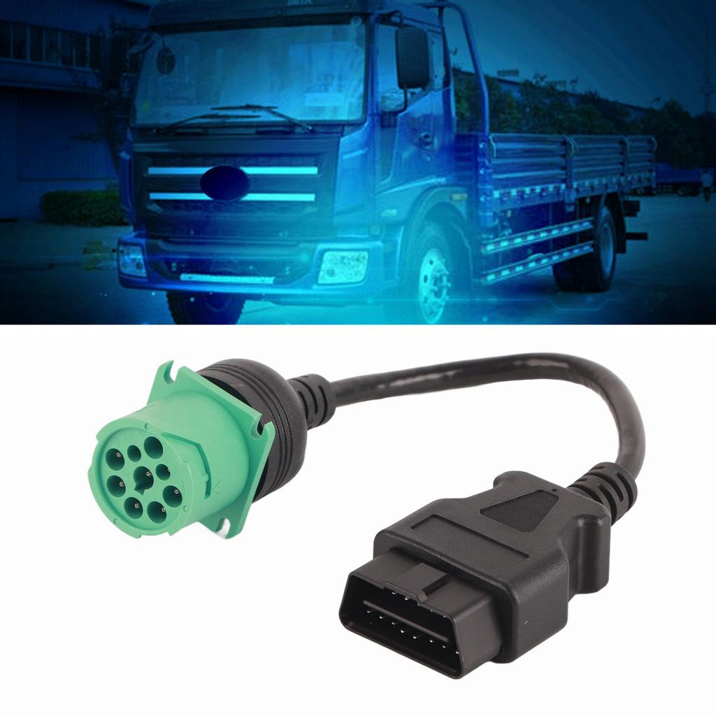 9-poliger Stecker auf 16-poliger OBD2 LKW Diagnose-Scanner Kabeladapter für Cummins Dieselmotor