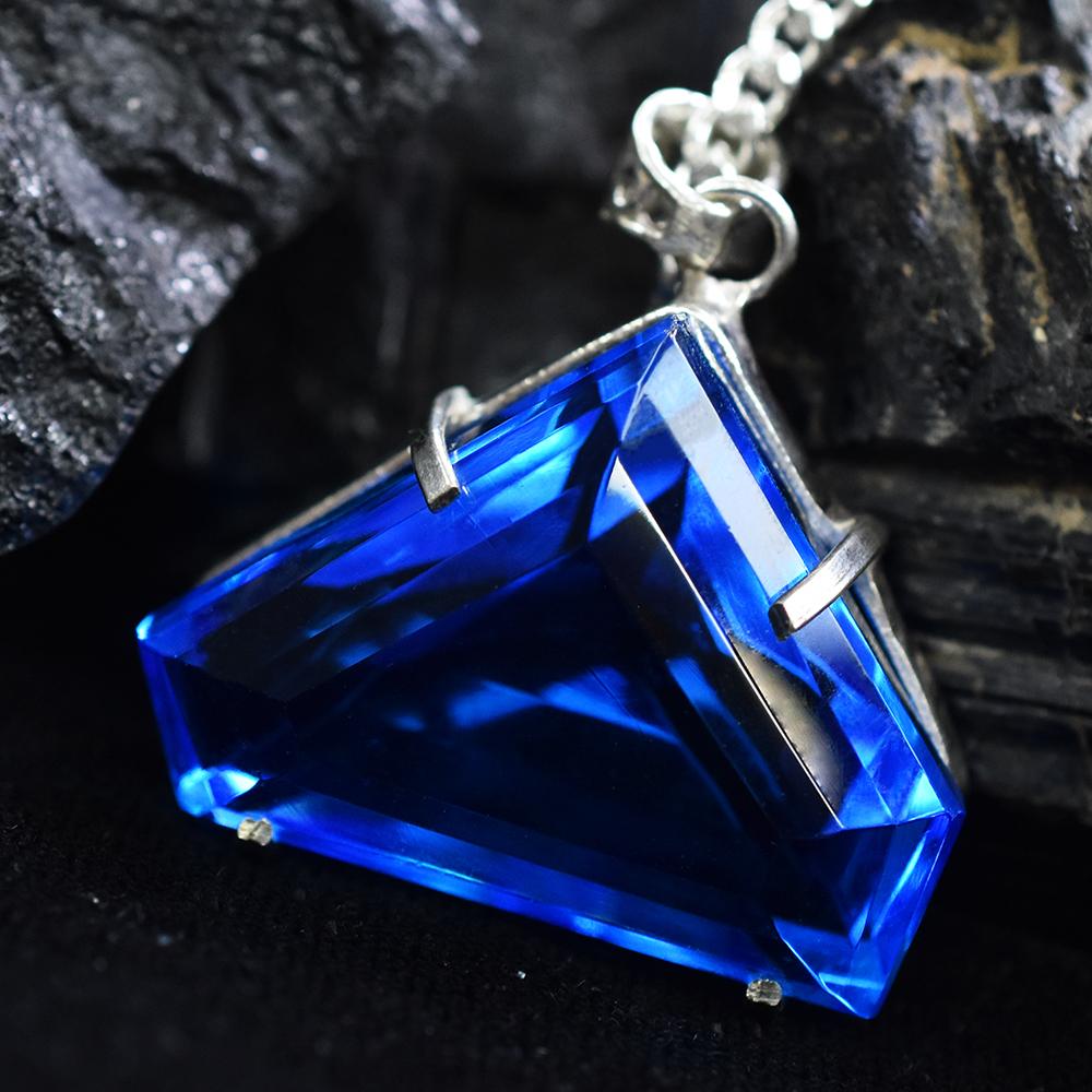 NATURAL Brazilian Blue Topaz 124 Ct Fancy 925 Sterling Silver Pendant