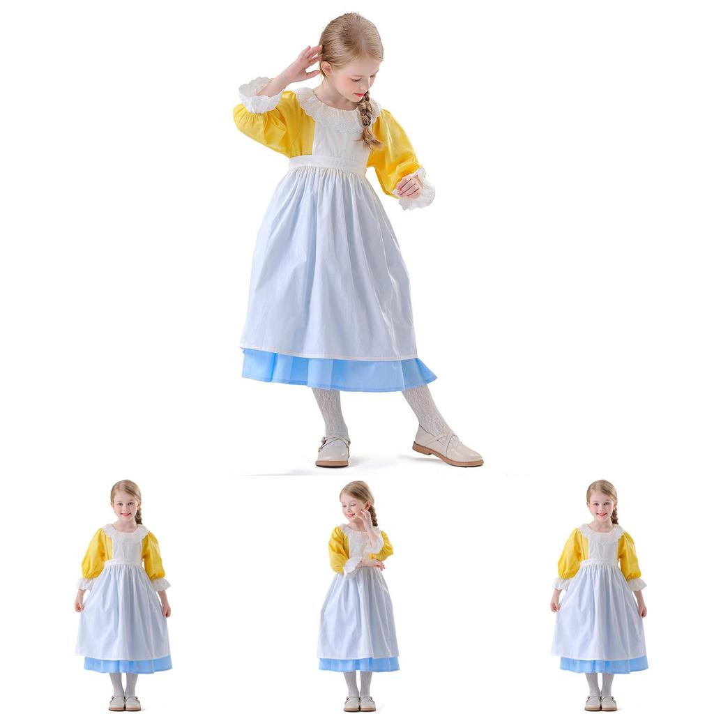 Halloween Farm Girl Costume With Polyester Fabric For Kids Stage Performance