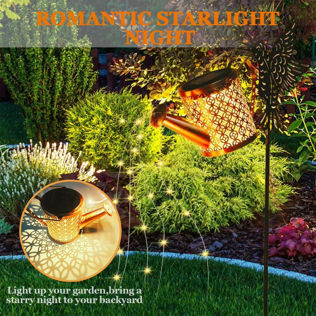 Led Solar Watering Can Light Outdoor Hanging Lights Night Plug Profile Waterproof Iron Walkway Decoration Patio Pathway Lighting