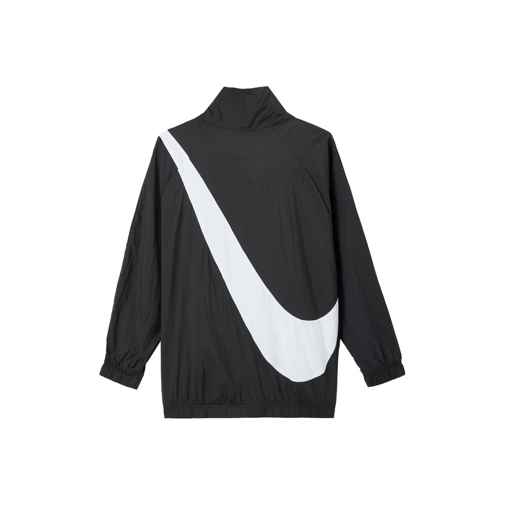 Nike Vêtements de sport Logo Swoosh Vintage Sports Col montant Imprimé Tissé Coupe-vent Veste Printemps Vestes Femmes Noir CV8659-010