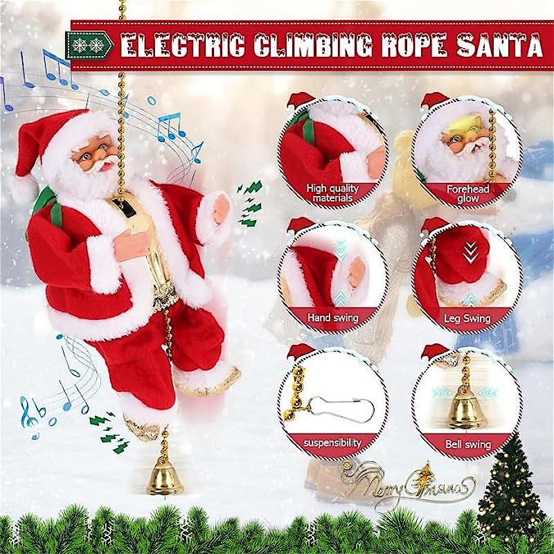 New Climbing Bead Electric Music Santa Claus Climbing Bead Curtain Santa Doll Christmas Decoration Battery box style