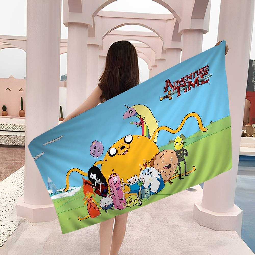 A-Adventure Time Microfiber Blanket Quick Drying Beach Towels Oversized Printing Super Absorbent Pool Towel Blanket