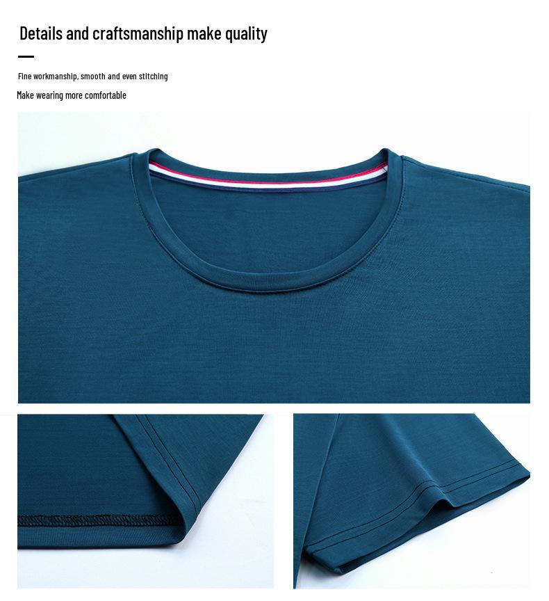 Men's Quick-Dry Modal Short Sleeve T-shirt - Lightweight, Solid Color, Round Neck Casual Summer Wear