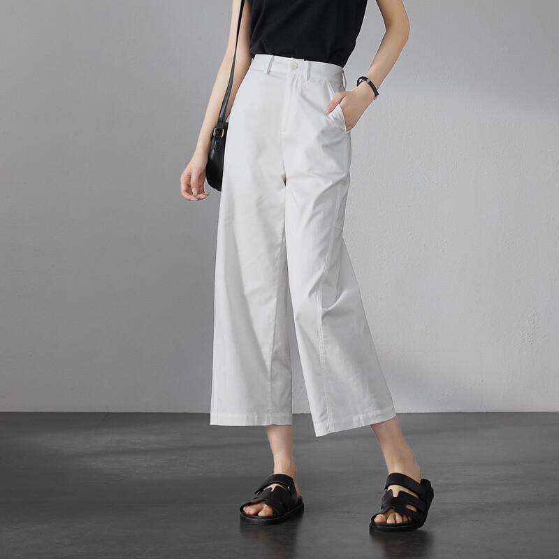 SOFSIL Women's High-Waist Wide-Leg Cropped Pants
