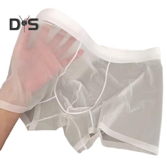 Men Boxer Underwear Elastic Mid-Waist Design U-Convex Thin Perspective Shorts Briefs Seamless Panties Daily Wear