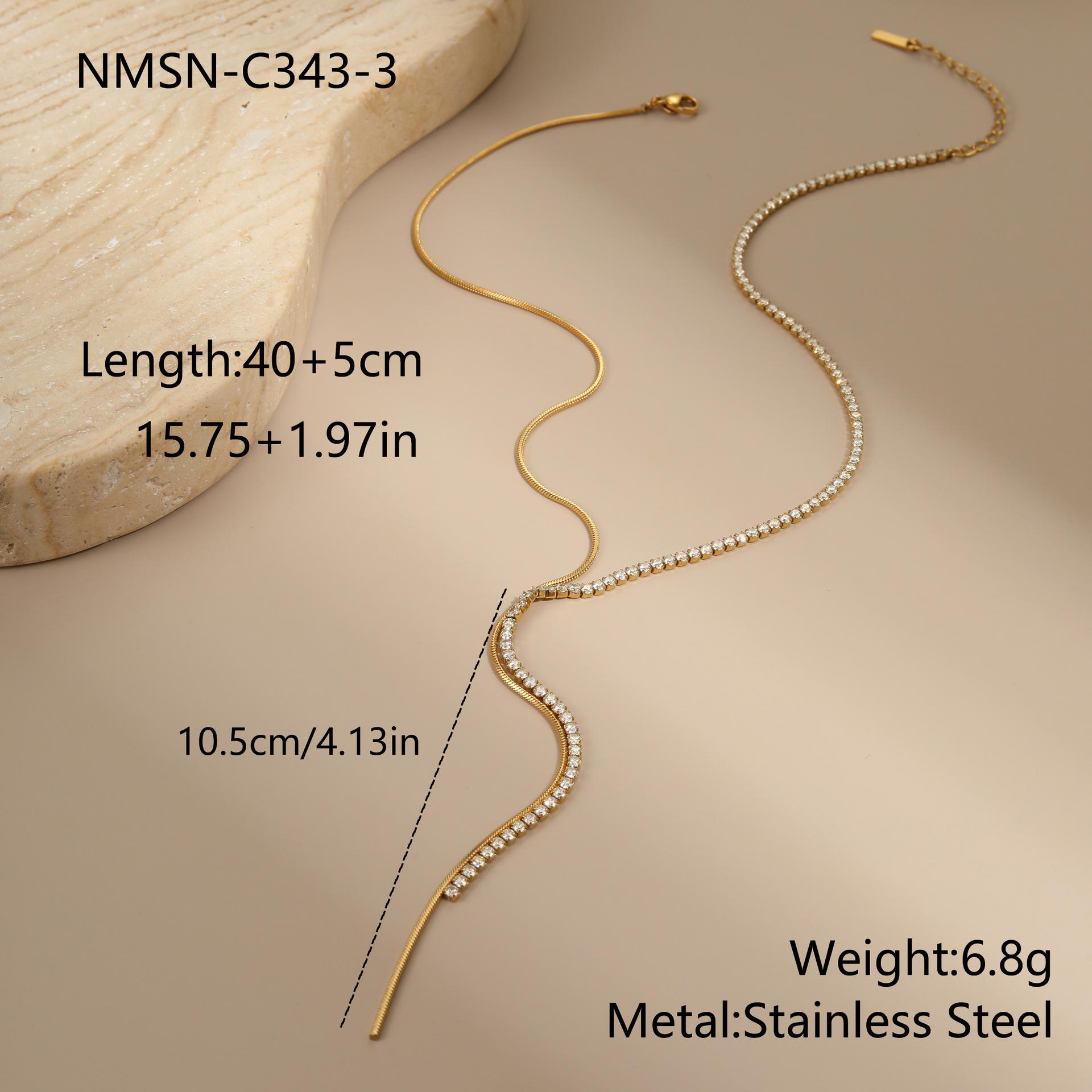 GEMCHIC Women s 18K Gold Plated Stainless Steel Rhinestone Y-Shaped Chain Necklace, Light Luxury Geometric Fashion Pendant