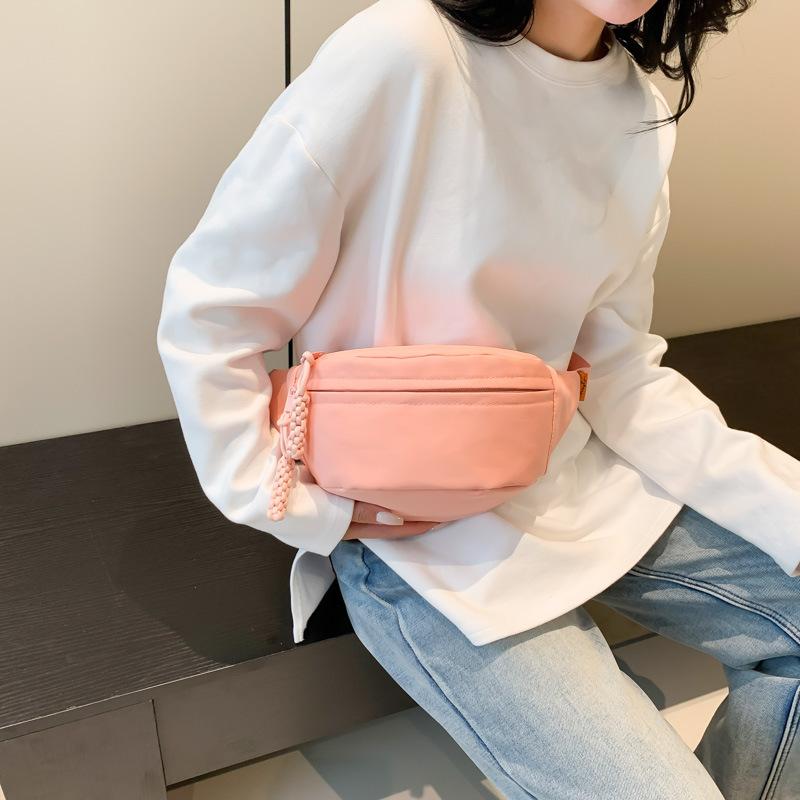 Fashion Crossbody Chest Bag Canvas Casual Bag Women's New Trendy Casual Sports Niche Fashionable Solid Color Waist Bag