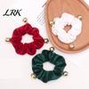 Christmas Gift for Girls Velvet Hair Scrunchies with Bells, Elastic Ties Women Girls, Retro Holiday Ponytail Holders Winter Festive Hairstyles Red or
