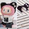 Suitable for 17cm Labubu Doll Clothes Fashion Clothing Black Cat Hair Clip with Pearl Choker Necklace Mini Cute Doll Fashion Accessories