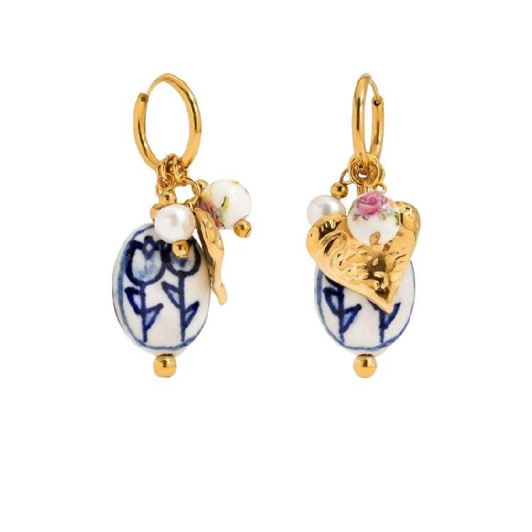 

Stylish Stainless Steel Chain Jewelry With Ceramic Pendant Water Resistant Ceramic Earrings/Necklace for Women