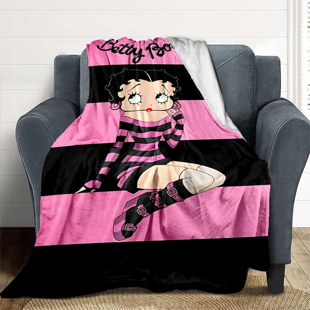 1PC Betty Boop Outdoor Blanket Lightweight Flannel, Soft & Warm, All-Season Use for Sofa, Outdoor, Camping, Living Room, Office41
