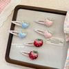 2Pcs Children's Spring Small Fresh Cute Strawberry Hairpin Girl Pearl Handmade Embroidery Sweet Bangs Clip Side Hair Accessories