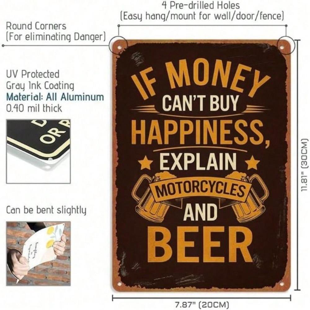 Vintage Metal Poster Motorcycle Beer Garage Wall Decor