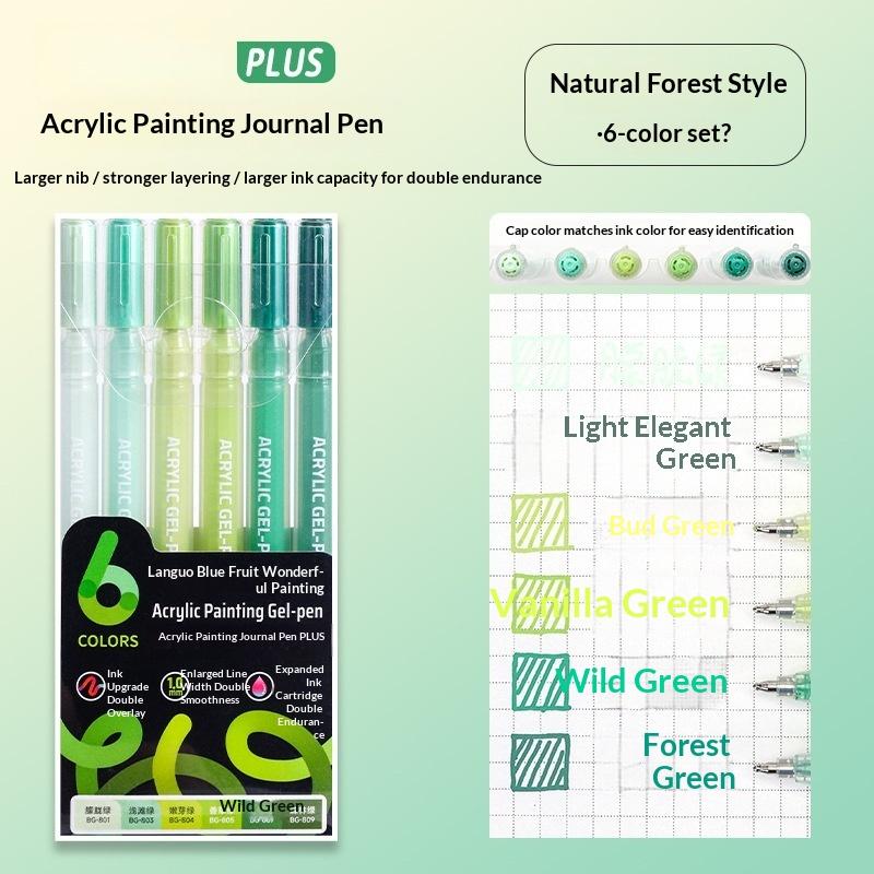 6 Colors Gel Pens Set Acrylic Painting Handbook Marker 1 Set Fine Tip Smooth Writing For School Art Office