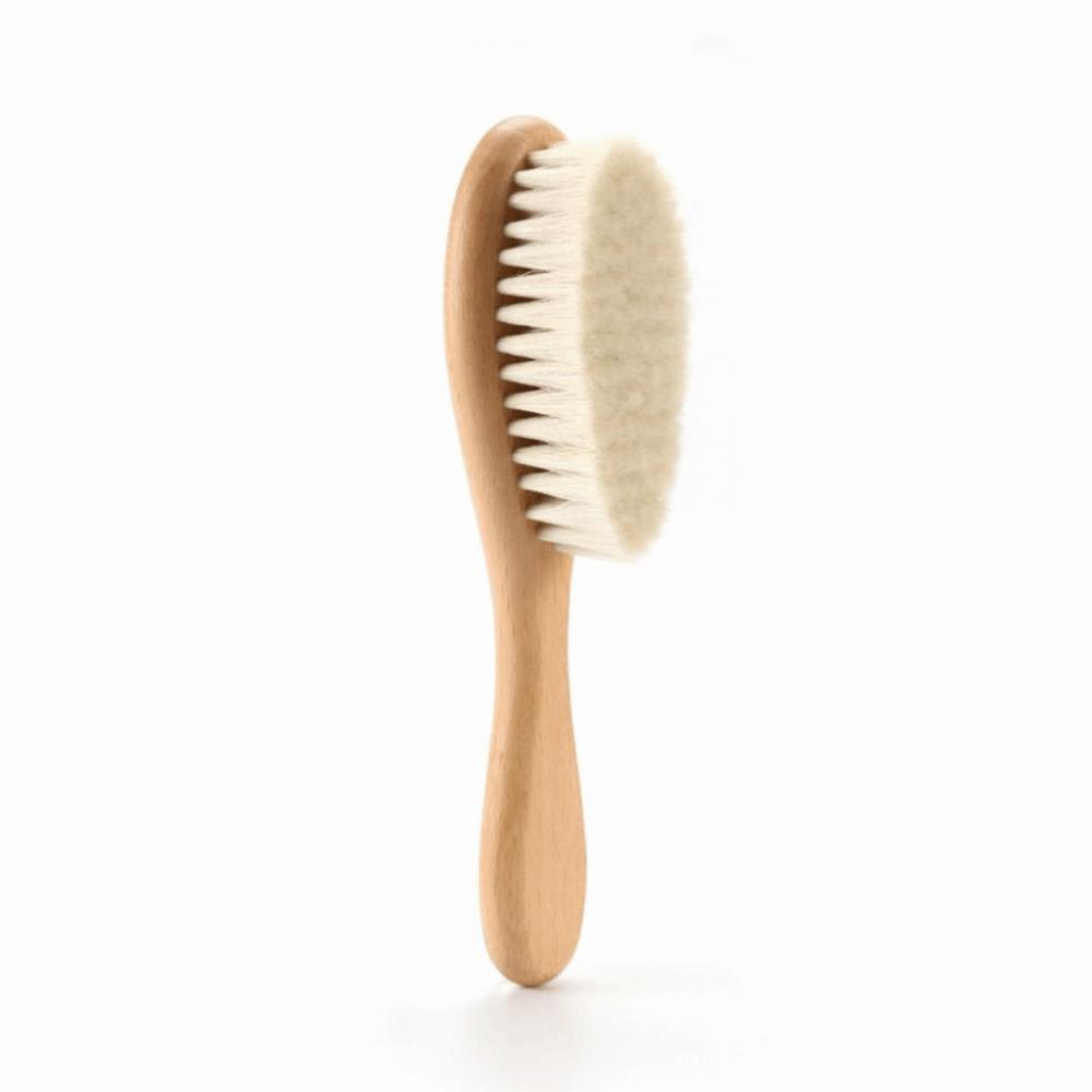 2pcs Portable Beech Wood Bath Comb Set Soft Wool Soothing Brush Newborn Massager Comb Care Hair Brush Hair Care