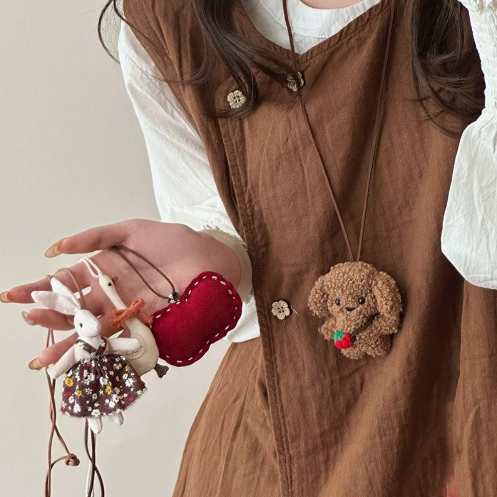 Rabbit Fabric Children Necklace Bunny Kawaii Hanging Ornaments Cartoon Animal Necklace  Girls