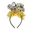 Yousheng 2026 New Year Headband with Number Logo Black Golden Sequin Design Streamer Decorated Hair Hoop Team Unity Prop