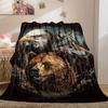 1Pc Eagle Wolf Bear Print Flannel Blanket, High Quality Comfortable for All Seasons, Home Decor, Warmth and Comfort, Perfect for Christmas Gifts12