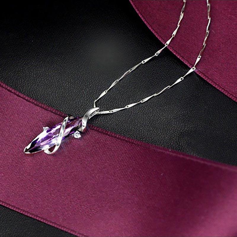 BELLA BOX Hot Selling Purple Amethyst Geometry Gorgeous Pendant Necklaces For Women Charm Wedding Engagement Fine Luxury Jewelry New Trendy
