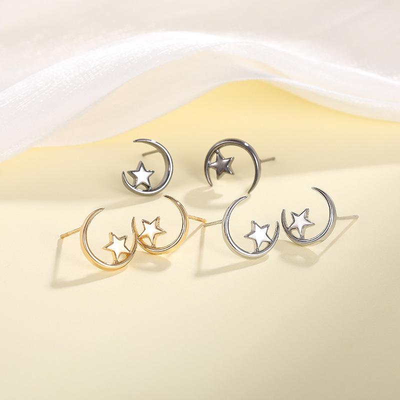 Xingyue Student Earrings Female, Metal Sense Simple Star Moon Earrings, Xingyue Tonghui Daily Earrings