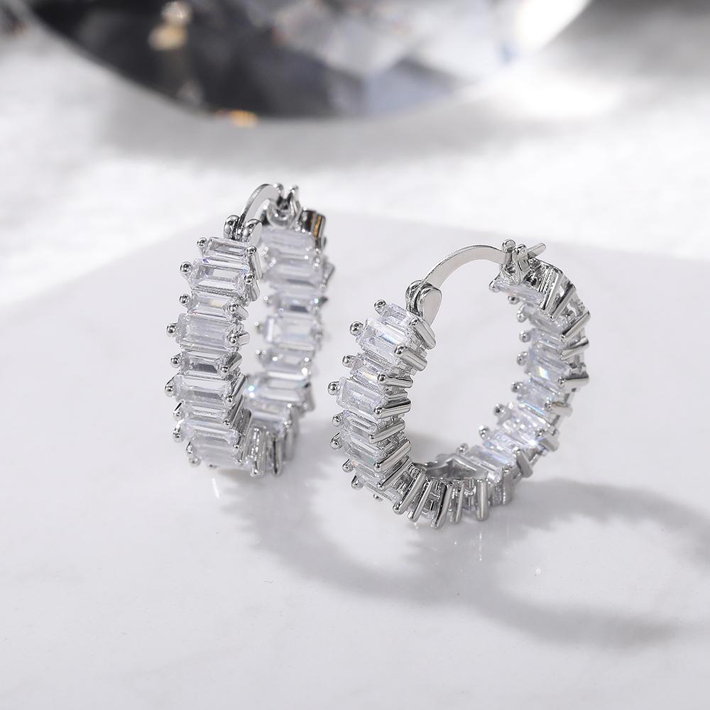 BELLA BOX High-quality Silver Color/Gold Color Earrings Women Wedding Party Hoop Earring Versatile Luxury Zircon Jewelry