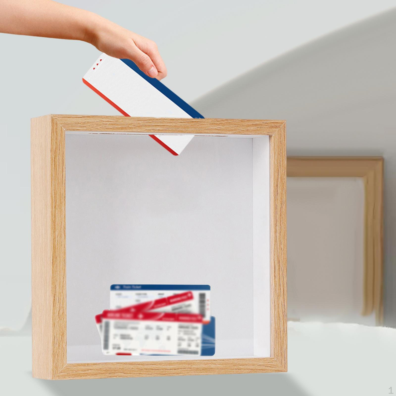 

Display Case Frame Memory Shadow Box With Wood Construction Slot For Photos Stamps 15x15cm