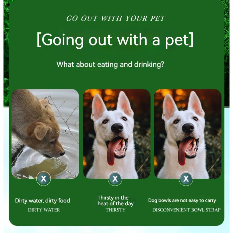 New pet folding double bowl cat bowl dog bowl outdoor portable pet bowl