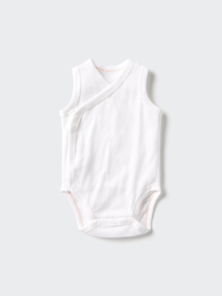 Uniqlo Japan Cotton Mesh Bodysuit Sleeveless Front Opening