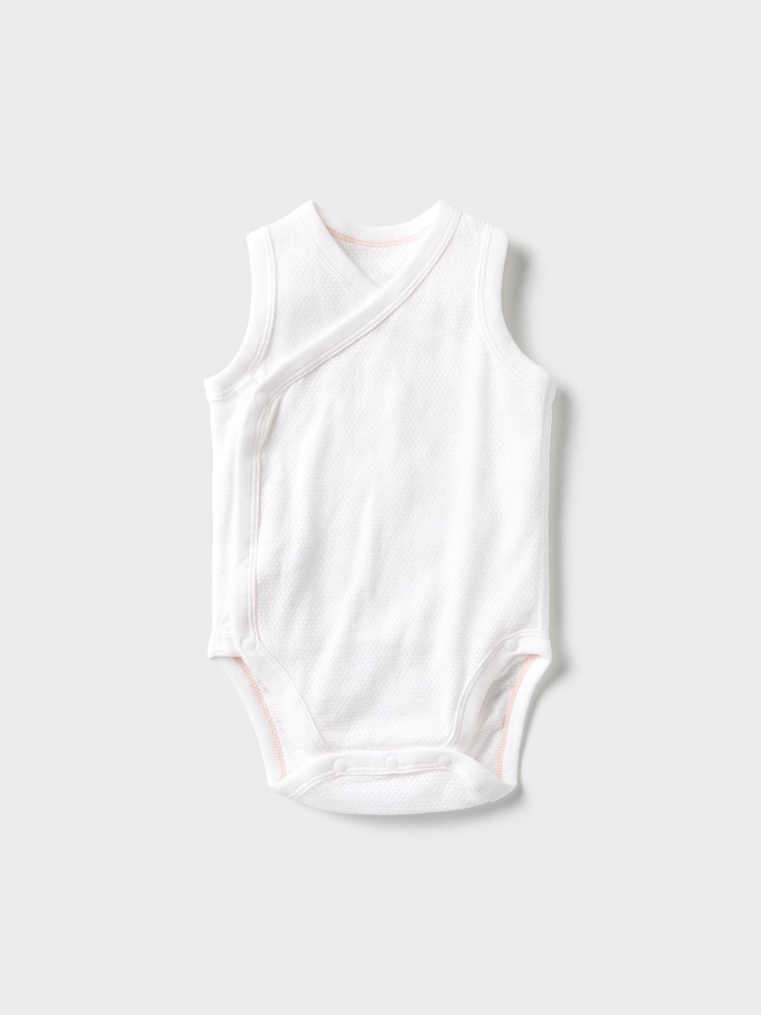 

Uniqlo Япония Хлопковый сетчатый боди без рукавов с передним открытием 00 WHITE/60