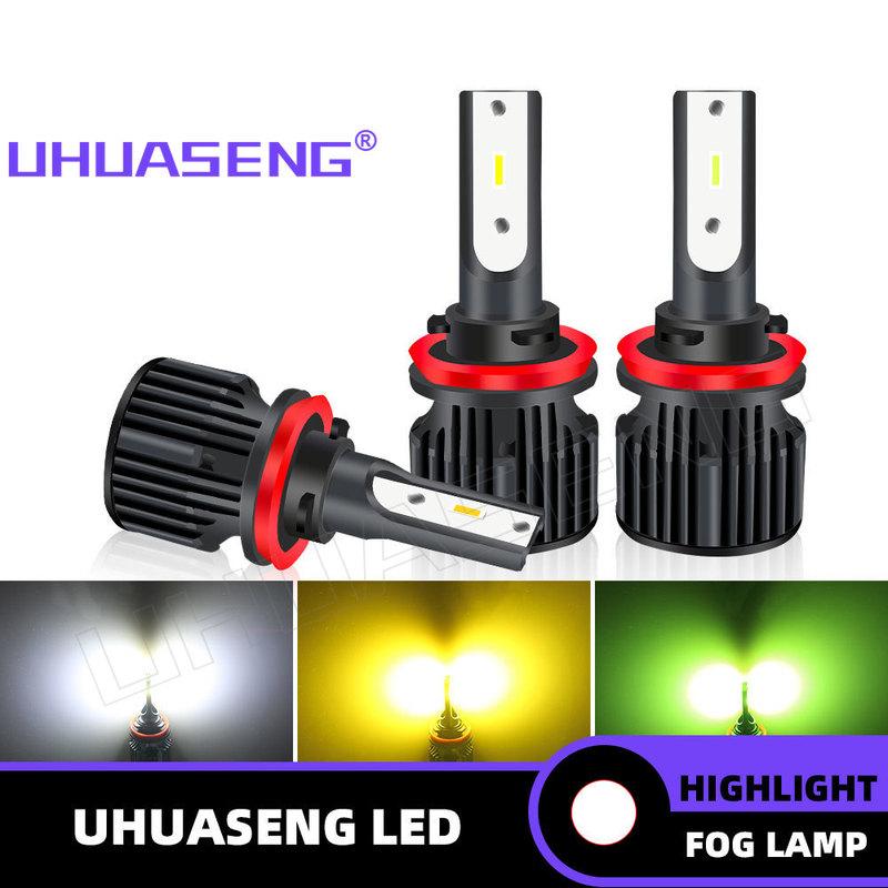 UHUASENG 2 шт. 3000K H8 LED H11 Желтая противотуманная фара H16 JP H9 Лимонно-зеленая 6000K Золотая ДХО Дневная ходовая лампа Автомобильные фары H8