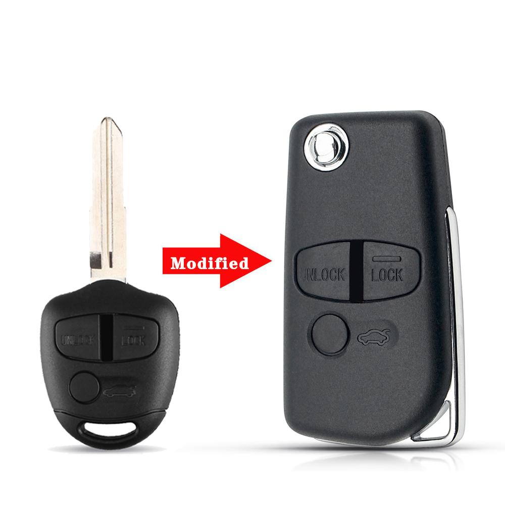 KEYYOU For Mitsubishi Lancer EX Evolution Grandis Outlander 3 Buttons Replacement Remote Key Shell Case (Left Groove)