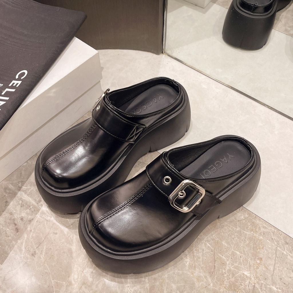 Fashion Platform Mules Slipper Shoes Women Slingback Slippers Shoes 2025 New Spring Summer Casual Flat Bottom Walking Flip Flops Female