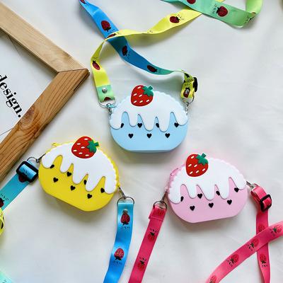 Kinder Mini-Kupplungstasche Cartoon Niedlicher Kuchen Kleine Mädchen Geldbörsen und Handtaschen Kawaii Baby-Münzbeutel Kleinkind Umhängetasche