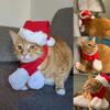 1-10PCS Pet Christmas Hat And Scarf Outfit Soft Costume Set For Cats And Small Dogs Holiday Party Dress Up Accessories